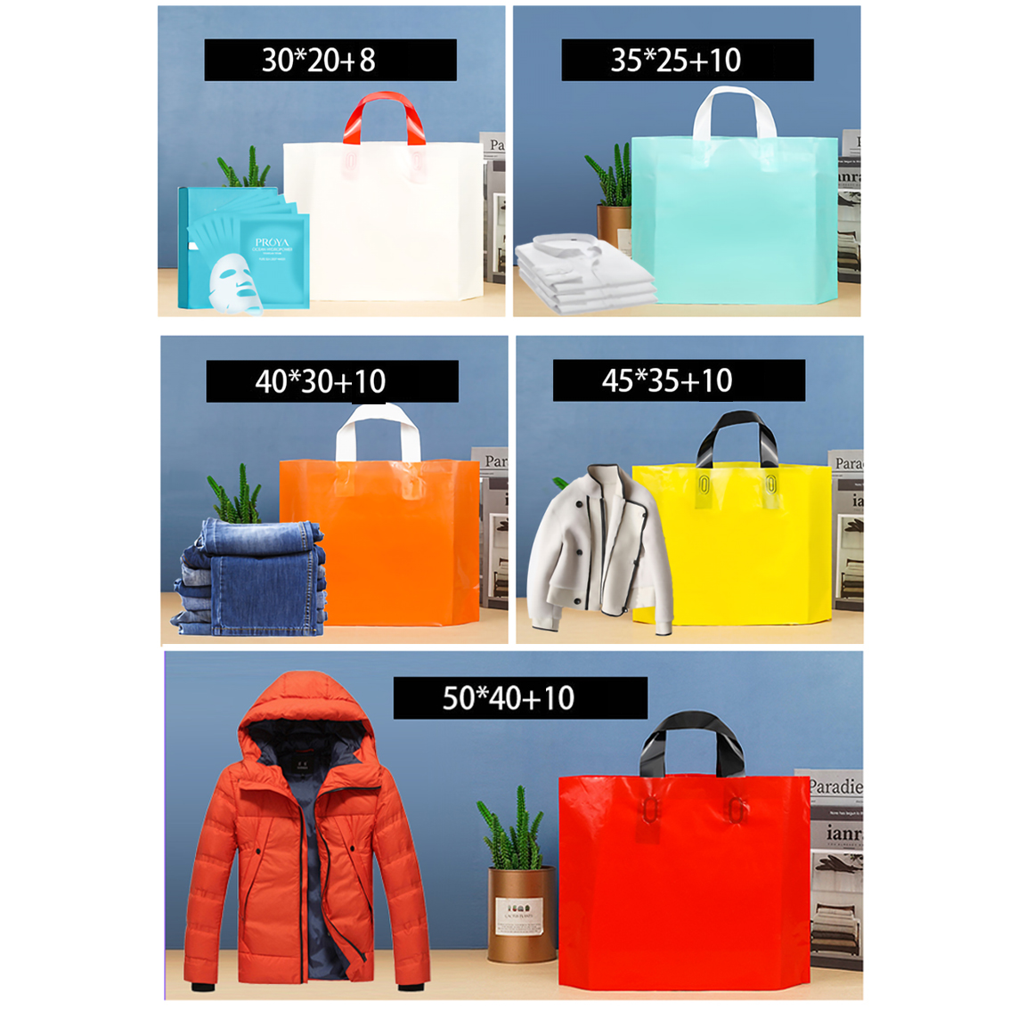 パーソナライズされたロゴ付きのショッピングバッグ,プラスチッ - Event Party Shop のレビューと価格