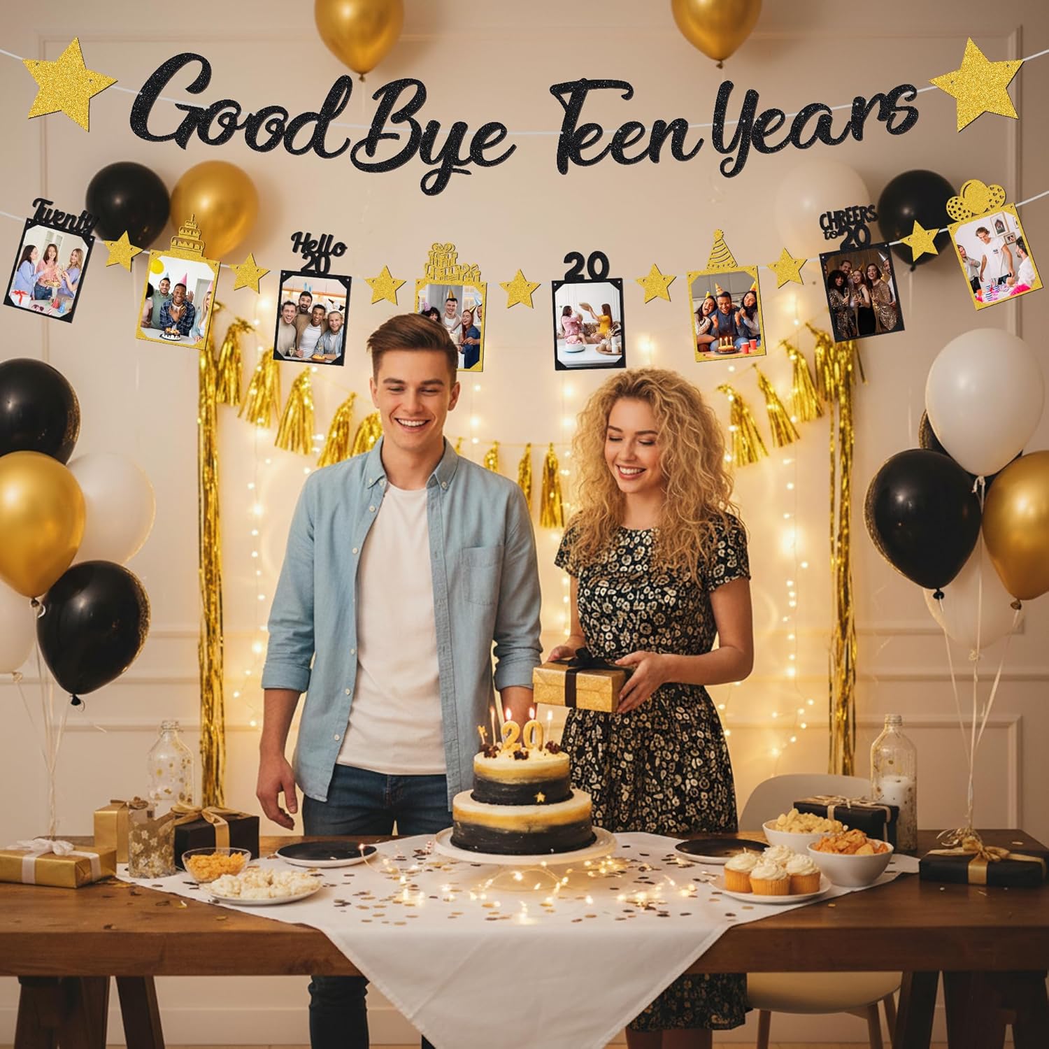 ブラックゴールドグリッター「Goodbye Teen Yea - Party Banner Gold のレビューと価格