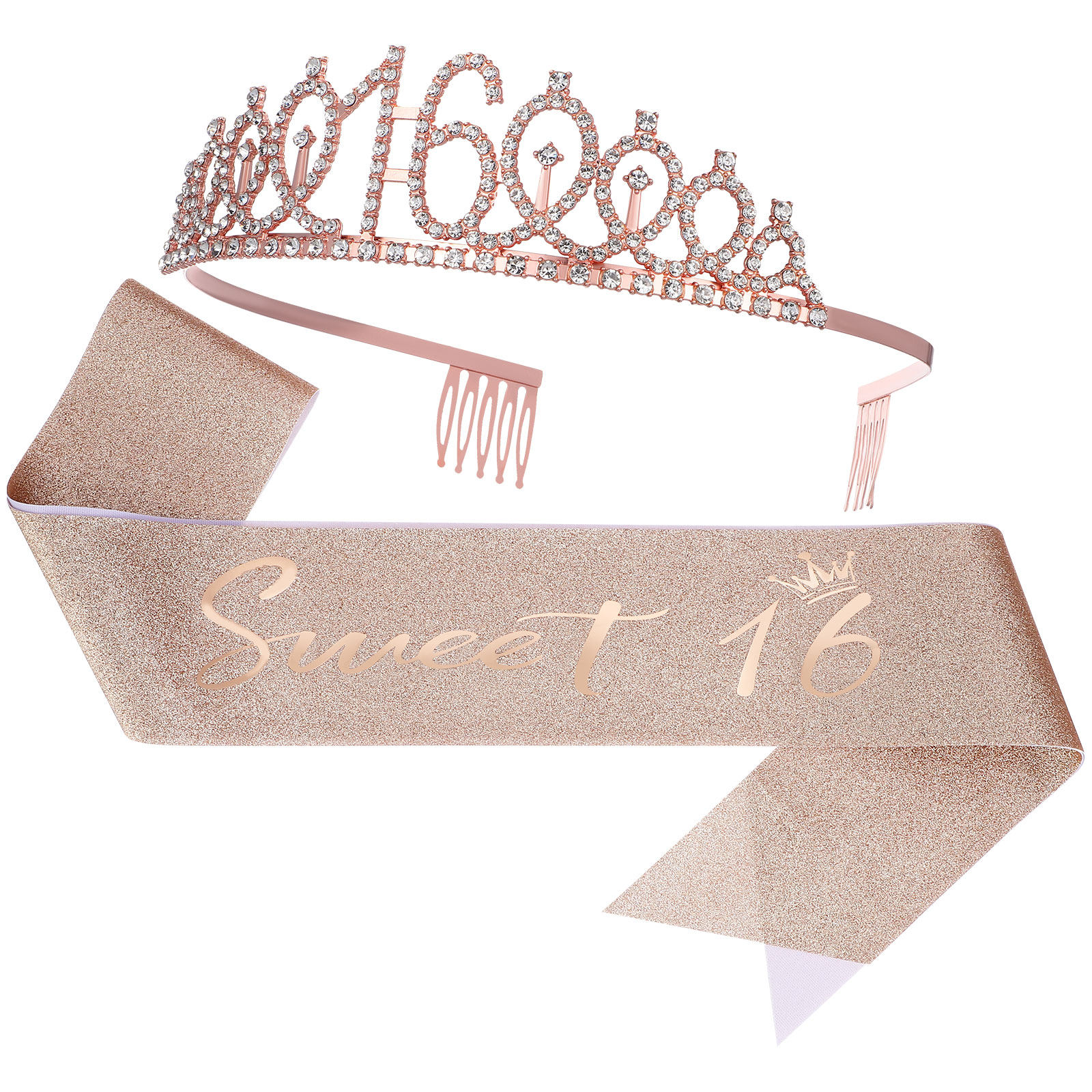 1セットのキラキラ光る誕生日ティアラヘッドバンドとスタイリッ - Birthday Sash Glitter のレビューと価格